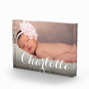 Elegante naam Script Overlay Custom Baby Photo Fotoblokken