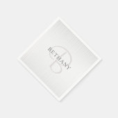 Elegante naammonogram & dunne grijze ombre strepen servet (Hoek)