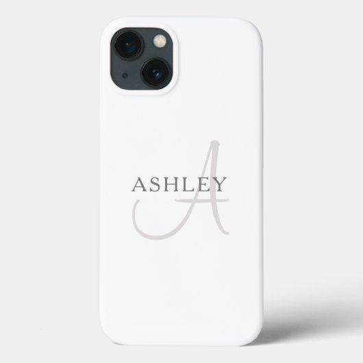 Elegante naammonogram | Wit & Grijs Case-Mate iPhone Case (Achterkant)
