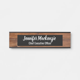 Elegante naamplaat houtnerf rustieke deur bord