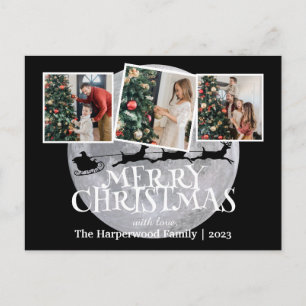 Elegante Nacht Vreugde Kerstmis Familie Foto Colla Feestdagenkaart