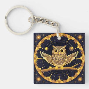 Elegante Nachtuil Illustratie Sleutelhanger