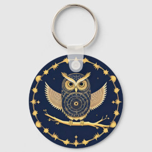 Elegante Nachtuil Illustratie Sleutelhanger