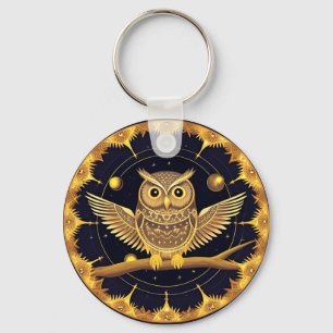 Elegante Nachtuil Illustratie Sleutelhanger