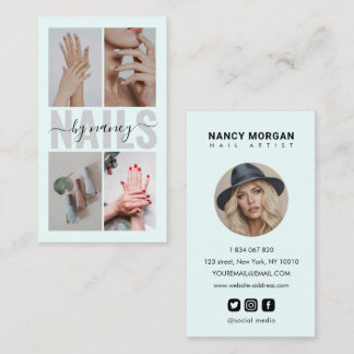 Elegante nagelkunstenaar typografie foto collage b visitekaartje
