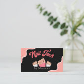 Elegante nagels Artiest Tech Zwart Roze Stijlvol Visitekaartje (Staand voorkant)
