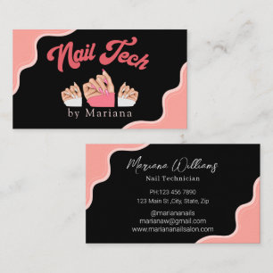 Elegante nagels Artiest Tech Zwart Roze Stijlvol Visitekaartje