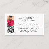 Elegante Nagelsalon Script Monogram Foto QR-code Visitekaartje (Achterkant)