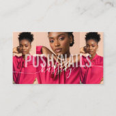 Elegante Nagelsalon Script Monogram Foto QR-code Visitekaartje (Voorkant)