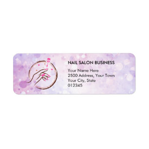 Elegante nageltechnicus retouradreslabel etiket