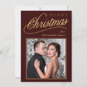 Elegante Nagemaakte Gouden Script Prettig Kerstmis Feestdagenkaart (Voorkant)