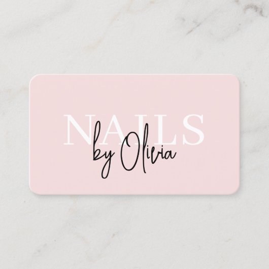 Elegante Nail Artist Black Blush Pink QR-code Visitekaartje (Voorkant)