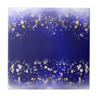 Elegante namaak goud glitters glans blauw  tegeltje