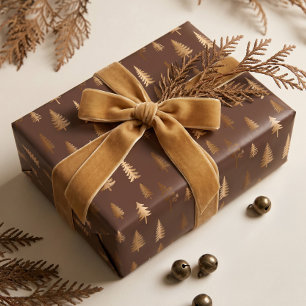 Elegante namaak gouden dennenboom bos Kerstmis Cadeaupapier