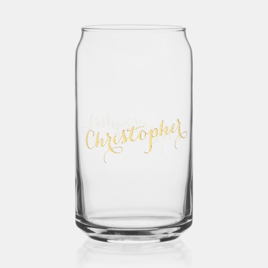 Elegante namaak gouden kalligrafie script chic mon blikvorm glas (Achterkant)