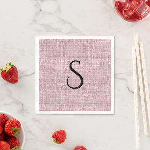 Elegante namaak linnen roze monogram servet