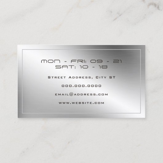 Elegante namaak metalen zilver en goud visitekaartje (Achterkant)