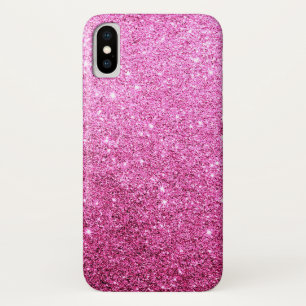 Elegante namaak roze glitters luxe iPhone x hoesje