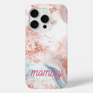 elegante namaak roze goud Marmer "Mama" gepersonal iPhone 15 Pro Case