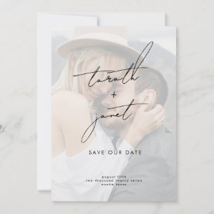 ELEGANTE NAMEN   2 Foto QR-code Save OUR Date Kaart