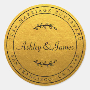 Elegante Namen Gouden Huwelijksjubileum Retouradre Ronde Sticker