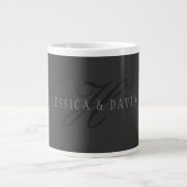 Elegante namen & Monogram | Donker & Lichtgrijs Extra Grote Beker (Voorkant)