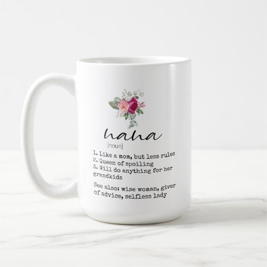 Élégante Nana Définition Floral 15oz de café Mug (Gauche)