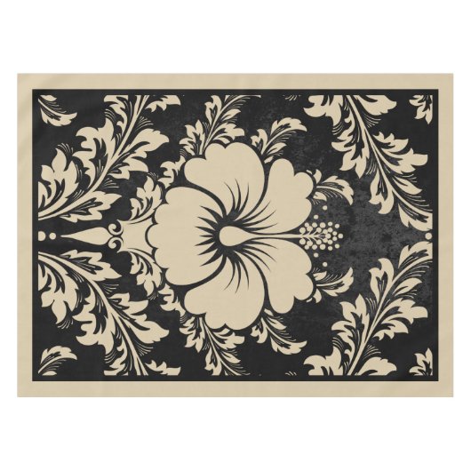 Elégante nappe beige et noire damassée (Devant (Horizontal))