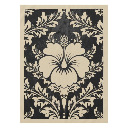 Elégante nappe beige et noire damassée (Devant)