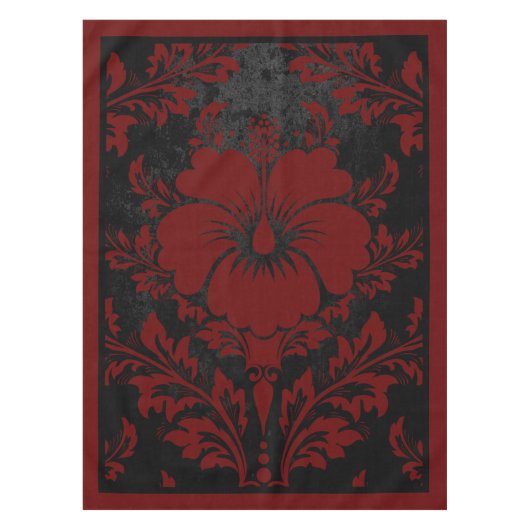 Elégante nappe damassée rouge et noir élégant (Devant)