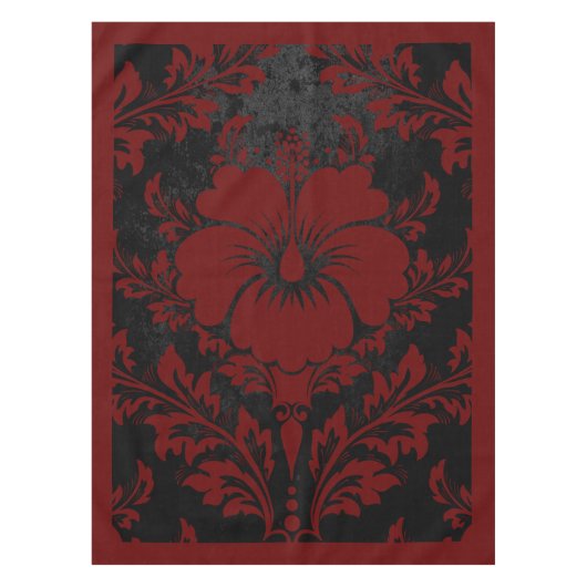 Elégante nappe damassée rouge et noir élégant (Devant)