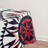 Élégante nappe en coton Cyan "Cosmic Interlock" (In Situ)