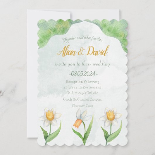 Elegante Narcissus Bloem Bruiloft Uitnodiging (Voorkant)