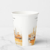 Elegante Nashville City Skyline Waterverf bruiloft Papieren Bekers (Rechts)