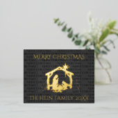 Elegante Nativity Gold kerstfeest uitnodiging (Staand Voorkant)