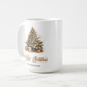 Elegante natuur waterverf Kerstboom koper Koffiemok