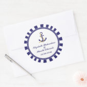 Elegante Nautical Navy Bruiloft Ronde Sticker (Envelop)