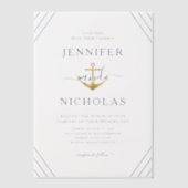 Elegante nautische anker bruiloft vellum uitnodigingen (Voorkant)
