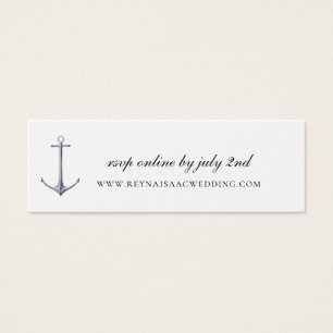 Elegante nautische anker bruiloft website RSVP Mini Visitekaartjes