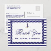 Elegante nautische bruiloft dank u Briefkaart (Voorkant / Achterkant)