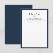 Elegante nautische marine blauwe bruiloft details RSVP kaartje (Voorkant / Achterkant)