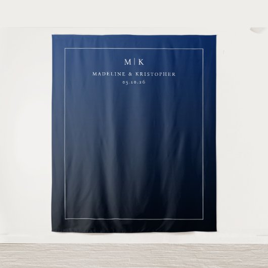 Elegante Navy Beginletters Wandkleed (Voorkant)