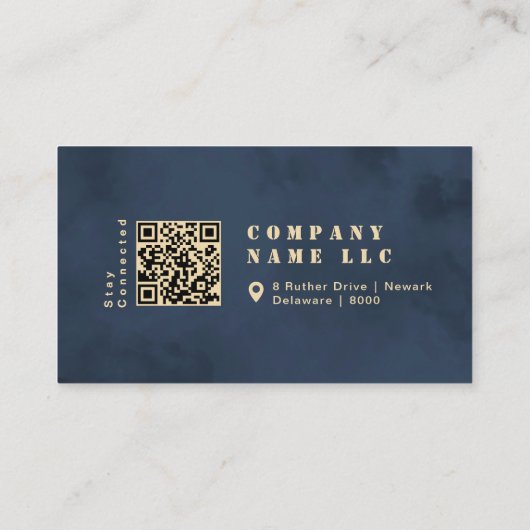 Elegante Navy blauw & goud Shiny Bold Typografie Visitekaartje (Achterkant)