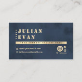 Elegante Navy blauw & goud Shiny Bold Typografie Visitekaartje (Voorkant)