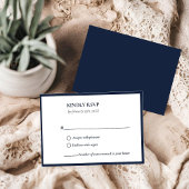 Elegante Navy blauw Zwart en Wit bruiloft RSVP Kaartje