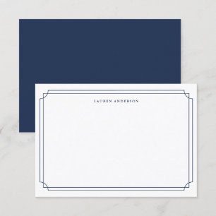 Elegante Navy-blauwe en witte rand Formeel Bedankkaart