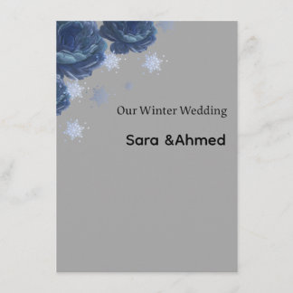 Elegante Navy Blauwe & Gouden Winter Bloemige Trou Bedankkaart