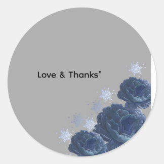 Elegante Navy Blauwe Gouden Winter Huwelijksgunst Ronde Sticker