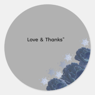 Elegante Navy Blauwe Gouden Winter Huwelijksgunst Ronde Sticker