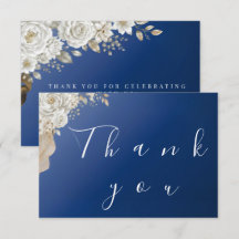 Elegante Navy Blauwe Gouden Witte Roos Huwelijks D